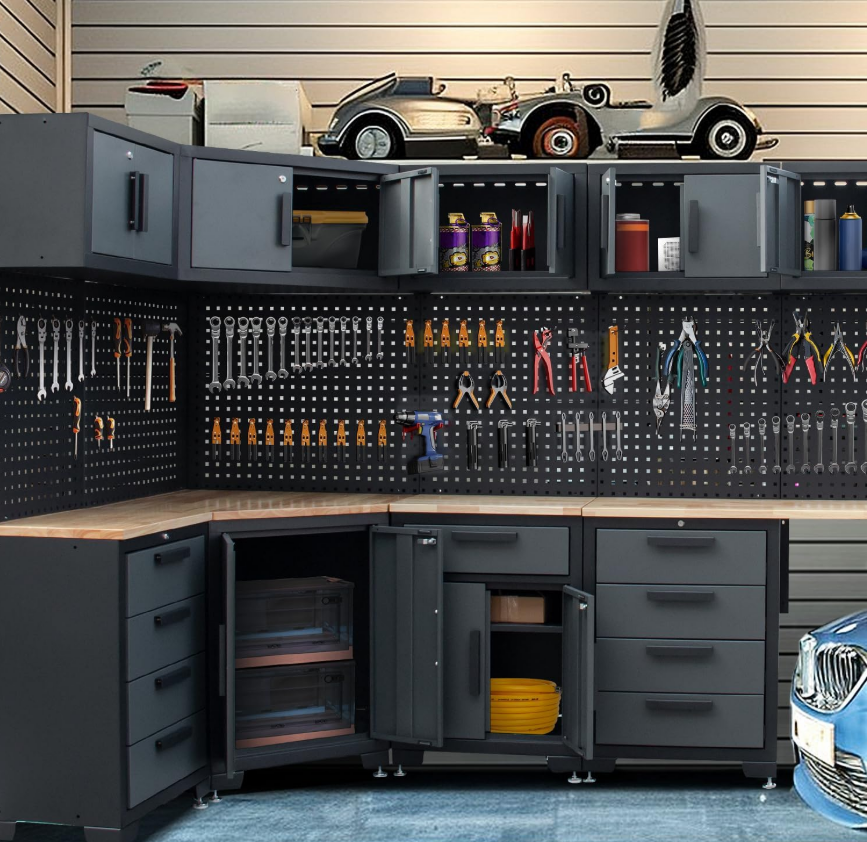 HPDMC 15-Piece Corner system showing L-shaped layout with continuous workbench