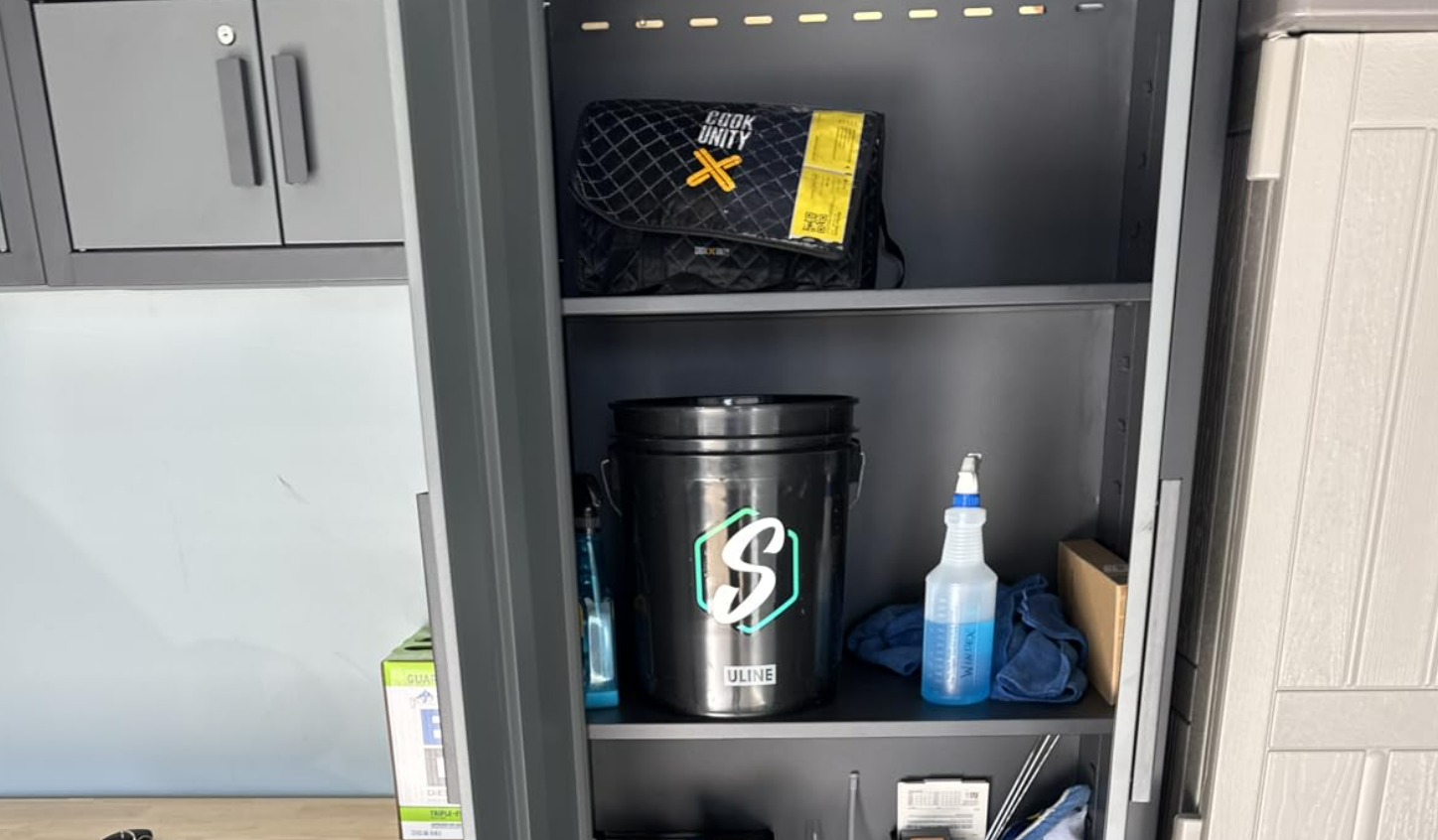Torin 12-piece garage cabinet system promotional banner