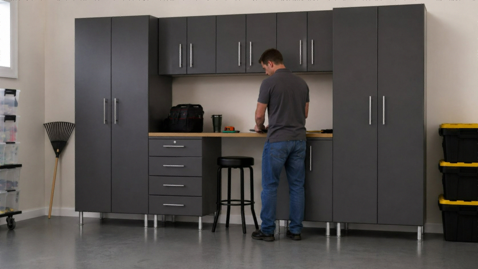 Ulti-MATE UG22082G 8-Piece Garage Cabinet Kit in Graphite Grey Metallic